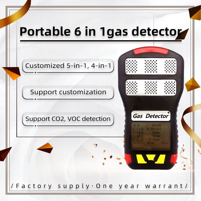 Portable Biogas Analyzer LPG CH4 CO2 H2S O2 CO 6 in 1 Multi Gas Detector
