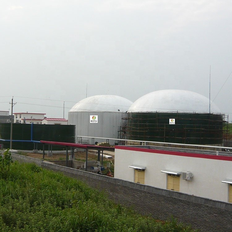 Glass fused to steel tank Biodigestor with heater industrial biogas tank double membrane anaerobic digester