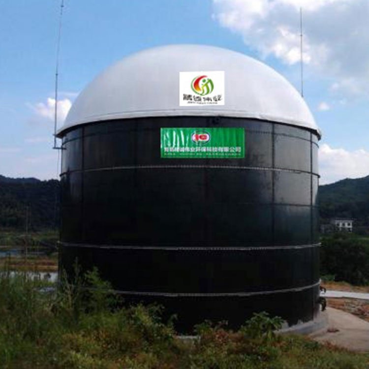 Glass fused to steel tank Biodigestor with heater industrial biogas tank double membrane anaerobic digester