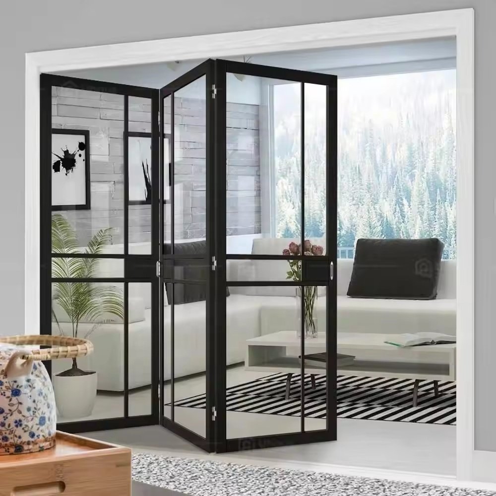 Aluminum Glass Aluminium Bi Fold Sliding Doors Folding Patio Doors Double Glazed Aluminium Bifold Door For Villa