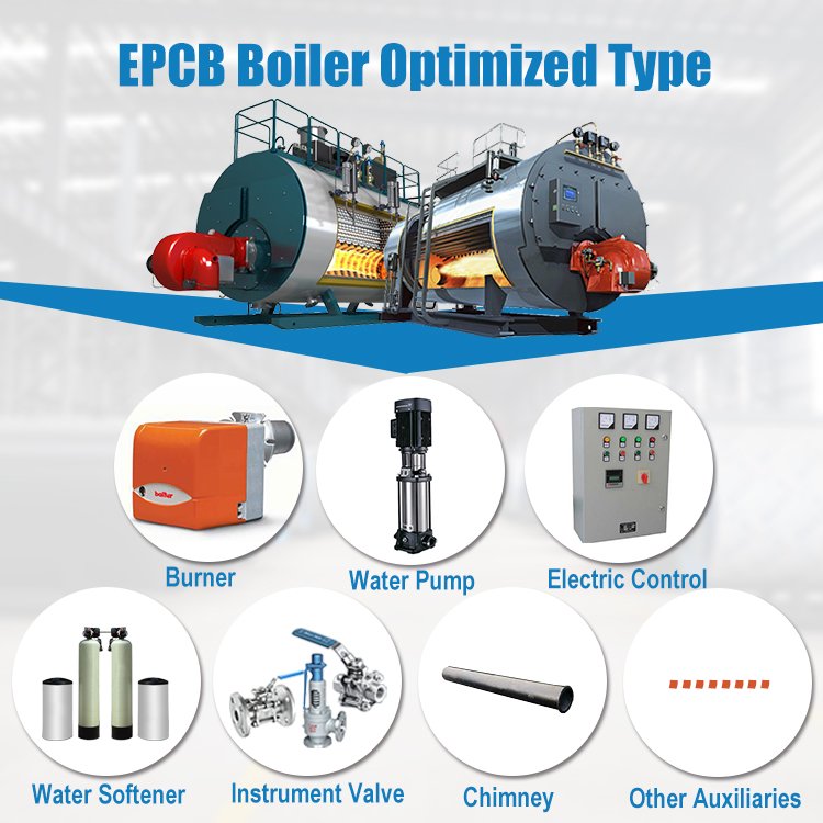 EPCB Industrial PLC Automatic 6 Ton Gas Diesel Fired Steam Boiler for Sterilization Pasteurization
