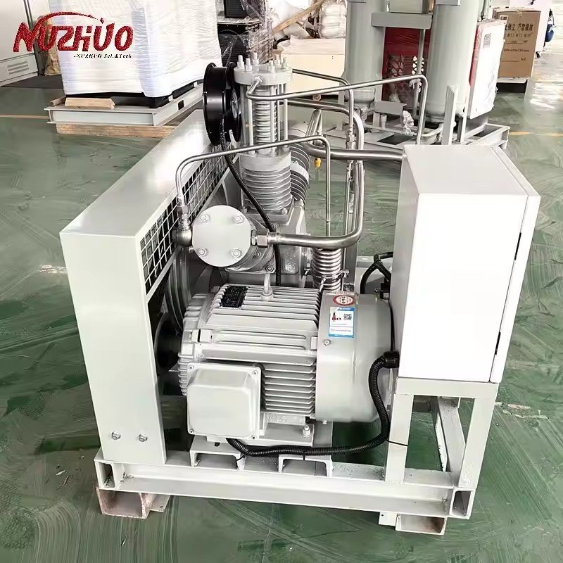 NUZHUO 2024 Self-lubricating Nitrogen Oxygen Filling Machine PLC All Oil Free O2 N2 Compressor Booster