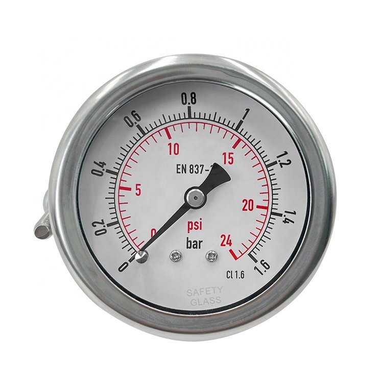 stable performance all stainless steel 24psi 1.6bar axial case bioga liquid pressure gauge