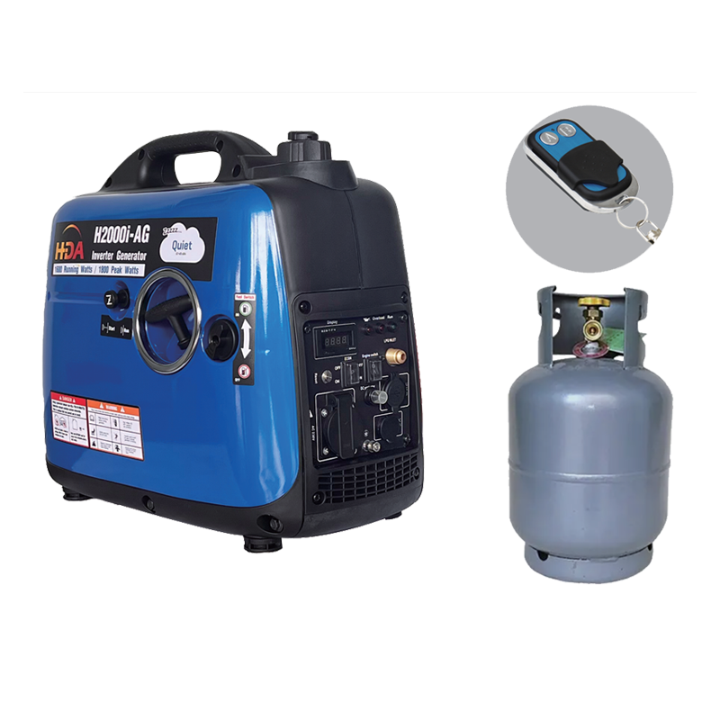 Portable Dual-fuel 2KW LPG LNG CNG biogas natural gas Silent inverter electric generator for home use H2000i-AG