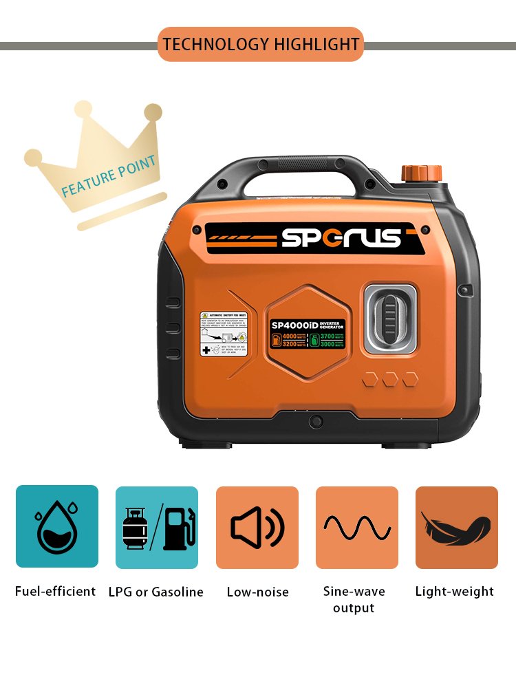 Best Selling SP4000iD Dual Fuel Inverter 3.2KW Portable Electric Gasoline Diesel Generators Factory Direct Sale 220V 50/60Hz