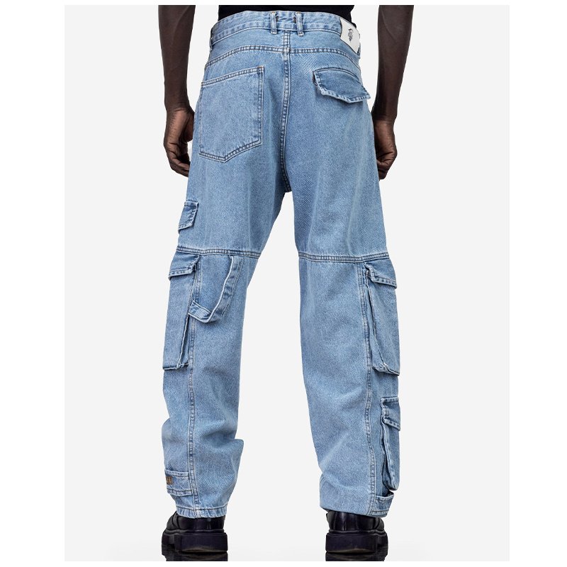 High quality OEM pantalon jean hommebig pocket jeans baggy hombre men flare for mens denim jeans
