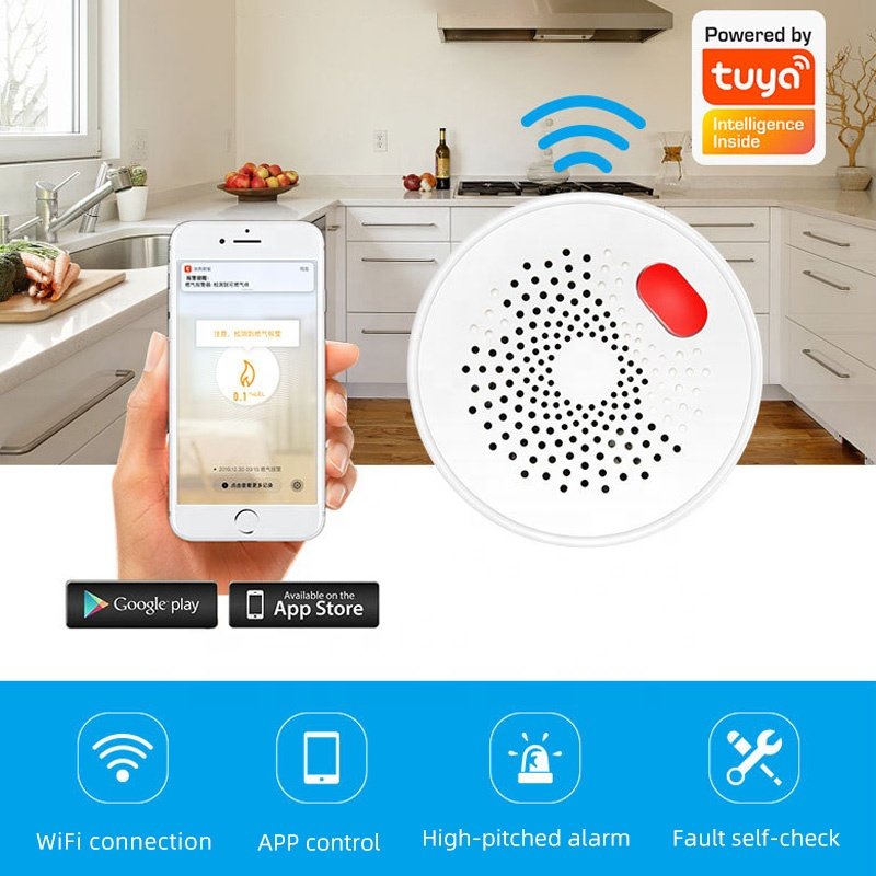 tuya smart wifi gas detector eu uk us ch4 natural Liquefied gas Biogas sensor multy gas leak detector