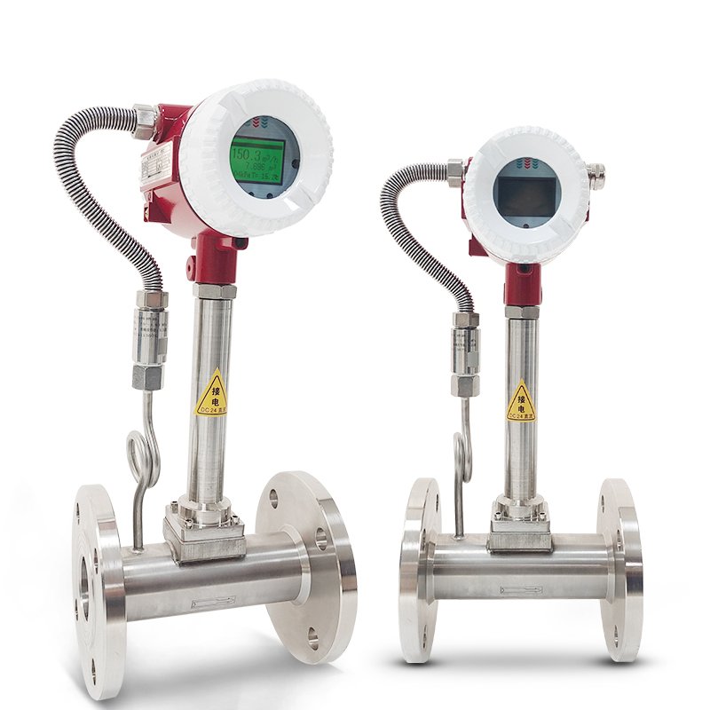 Separated flow meter air insertion vortex flowmeter with temperature