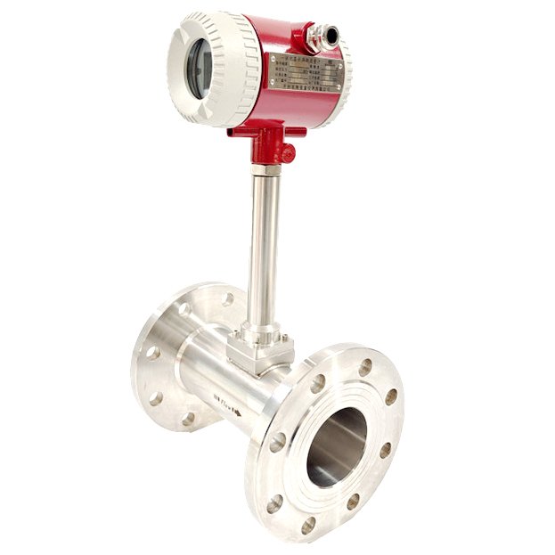 Separated flow meter air insertion vortex flowmeter with temperature