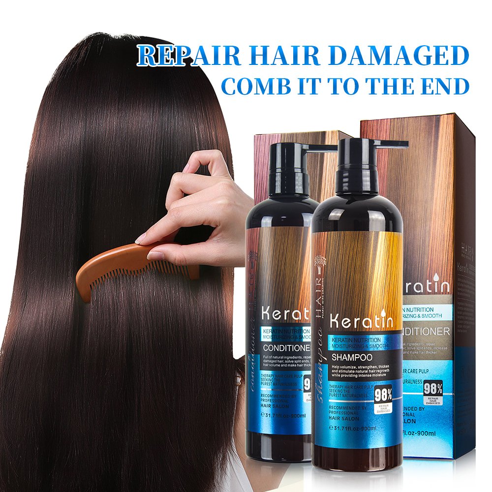 wholesale private label keratin hair care set protein natural shampoo and conditioner for women