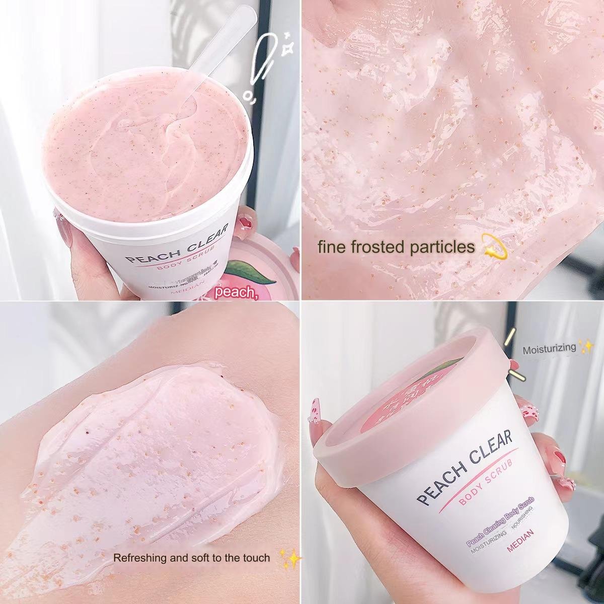 Hot sale Moisturizing and cleansing 200g Natural organic scrub Body scrub Peach essence scrub
