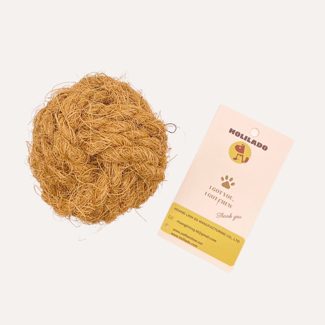 Coconut fiber Chew/Cocoball pet dog toy/Coco pull rope Rurable teeth clean Chewing rope toys from HOANG LINH SG Kimy+84938616690