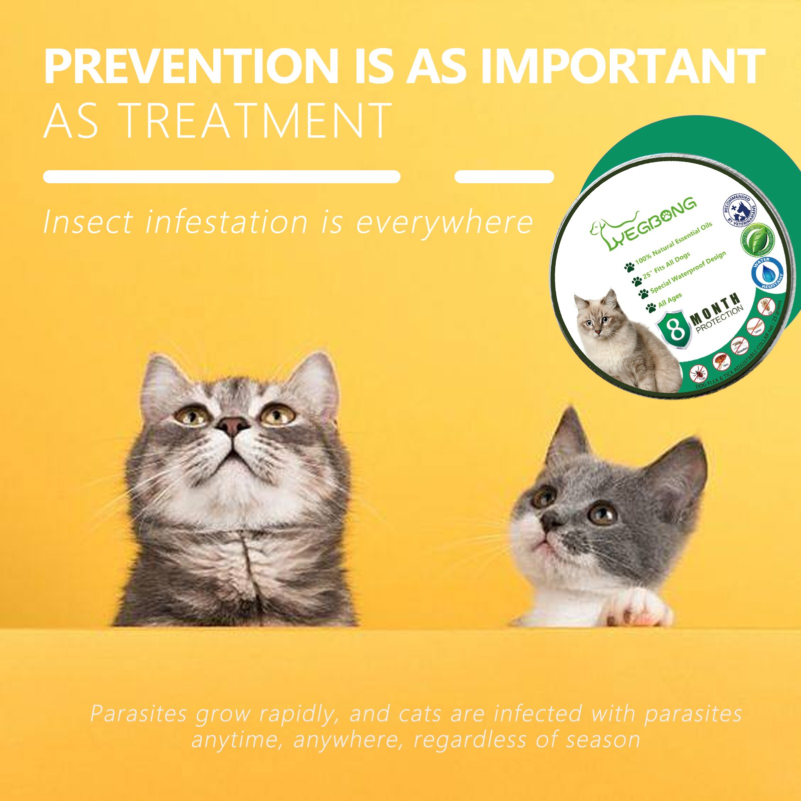 Yegbong OEMODM Insect Repeller Gentle Formula Cat Insect Repellent Non-harmful Ring Pet Insect Repellent