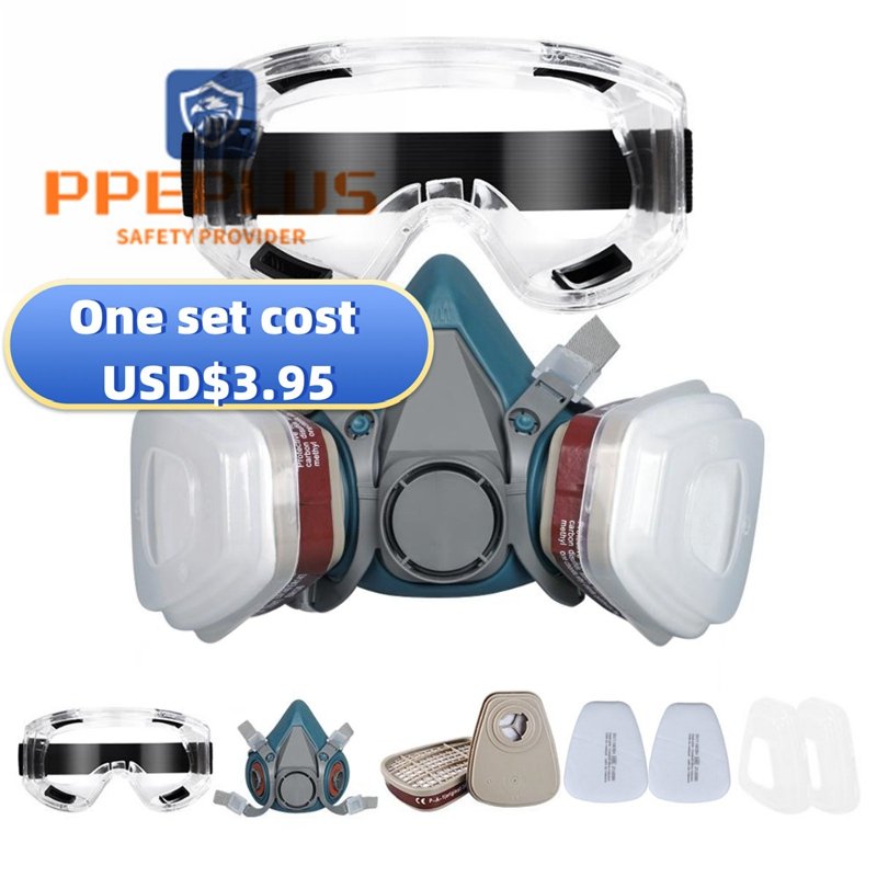 PPE PLUS Respirator Half Face Gas Mask For Against Dust, Organic Vapors, Gas, Smoke, Fire, Painting, Sanding