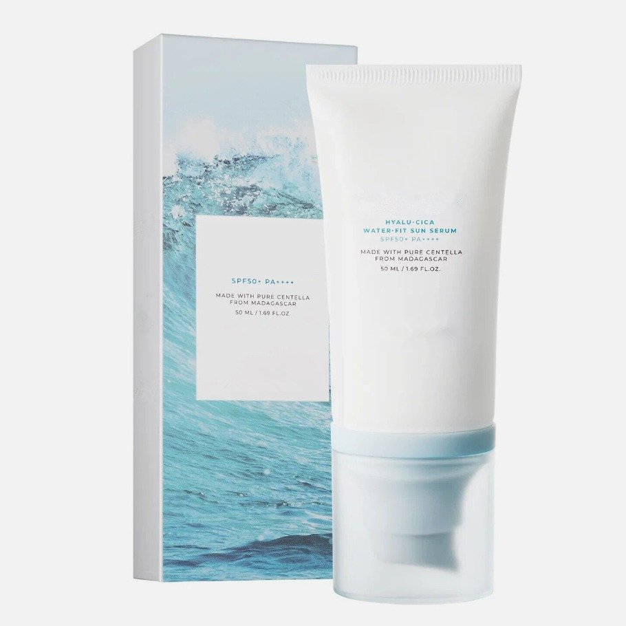 Chemical sunscreen UVA/UVB protection of SPF 50+ Hyalu-CICA Water-fit Sun Serum 50 ml 1.69 fl.oz brightening sunscreen
