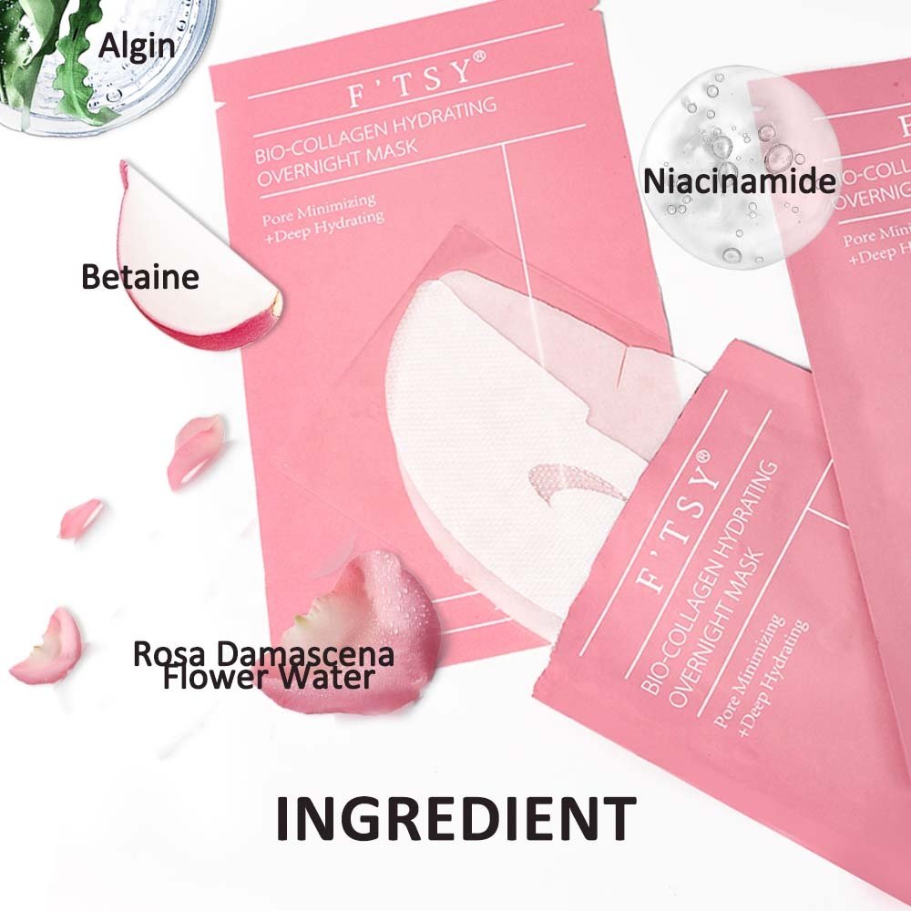 Low Molecular Bio-Collagen Face Mask Lifting Firming Moisturizing Overnight Glowing Overnight Mask 34g
