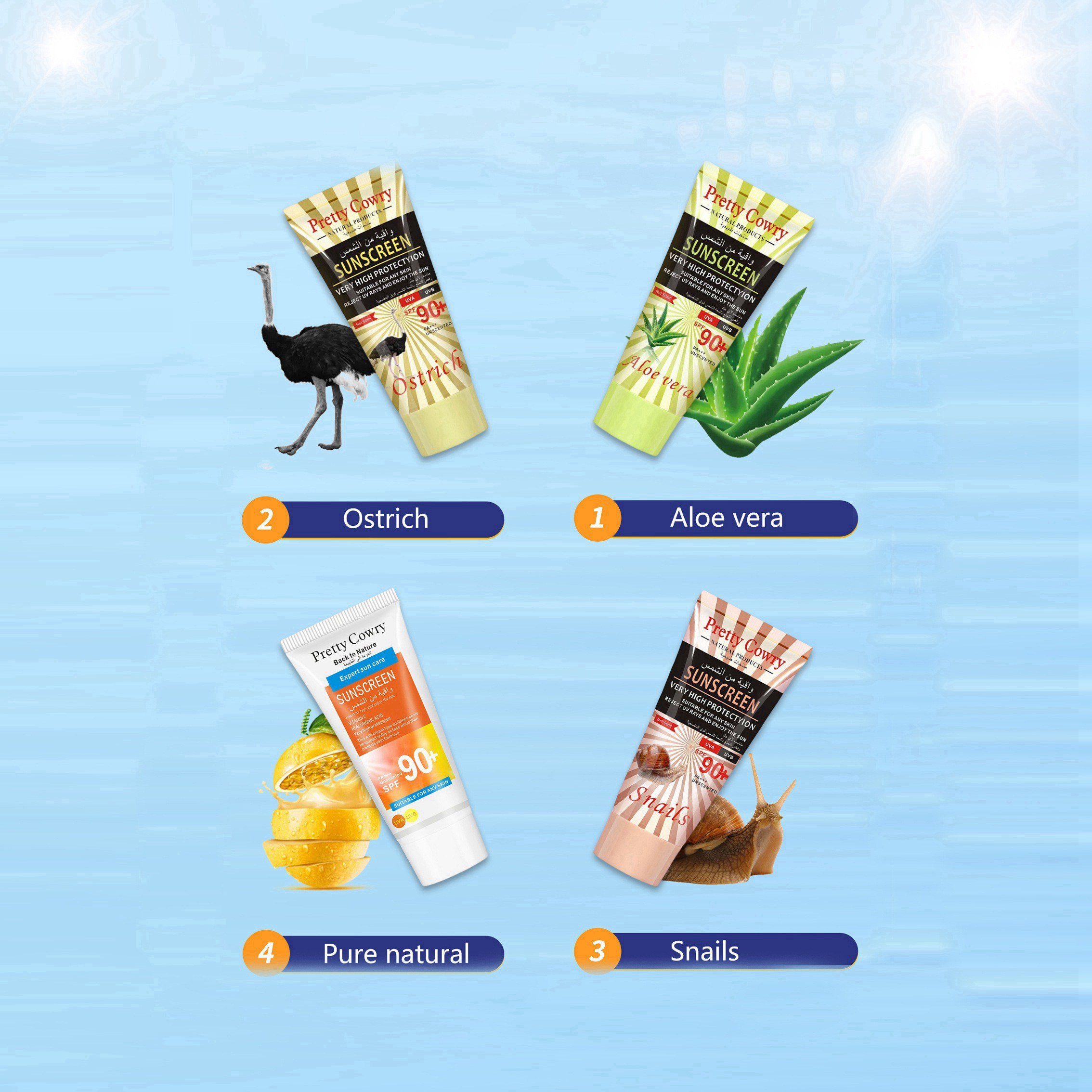 pretty cowry sunscreen facial Snail body outdoor 50ml Whitening UV-proof 90spf Sunscreen for any skin