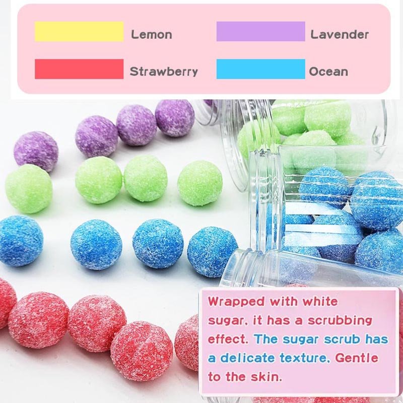 Custom logo Smooth Skin Fruit vegan organic Fruit candy Sugar Body Scrubs Cubes Body Sugar Ball