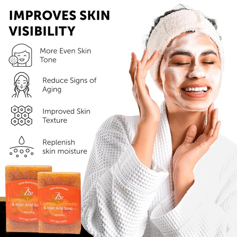 Original Turmeric Lemon Kojic Acid Skin Whitening Brightening Body Soap Supplier Acid Kojic Essential Oil Soap Bath Moisturizing