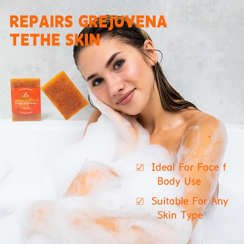 Original Turmeric Lemon Kojic Acid Skin Whitening Brightening Body Soap Supplier Acid Kojic Essential Oil Soap Bath Moisturizing