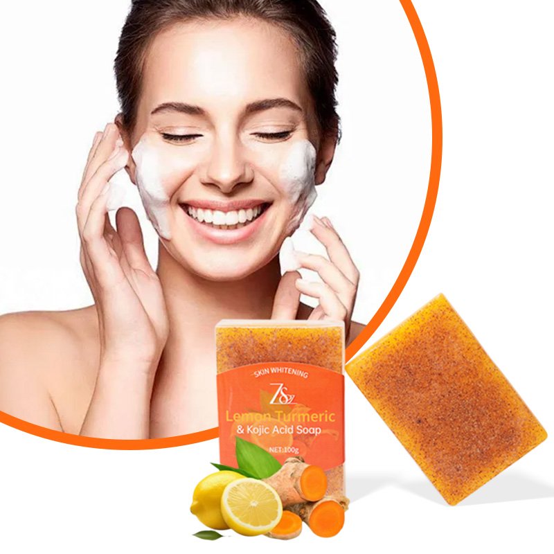 Original Turmeric Lemon Kojic Acid Skin Whitening Brightening Body Soap Supplier Acid Kojic Essential Oil Soap Bath Moisturizing