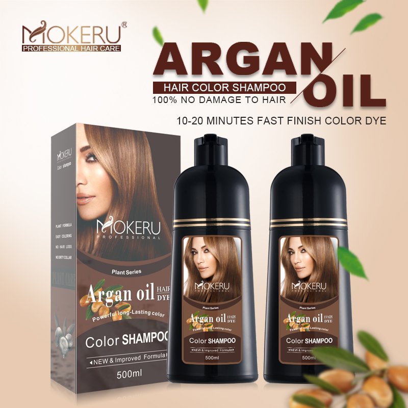 MOKERU long lasting Argan oil Extract Natural Organic hair color shampoo dry hair dye shampoo for women