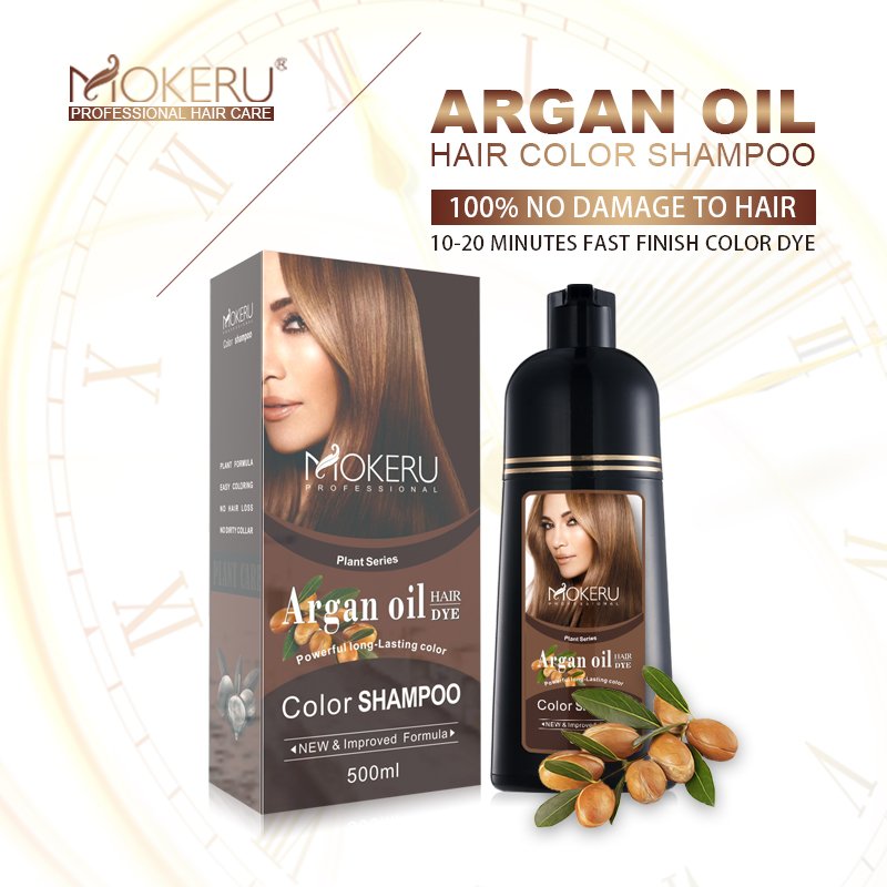 MOKERU long lasting Argan oil Extract Natural Organic hair color shampoo dry hair dye shampoo for women