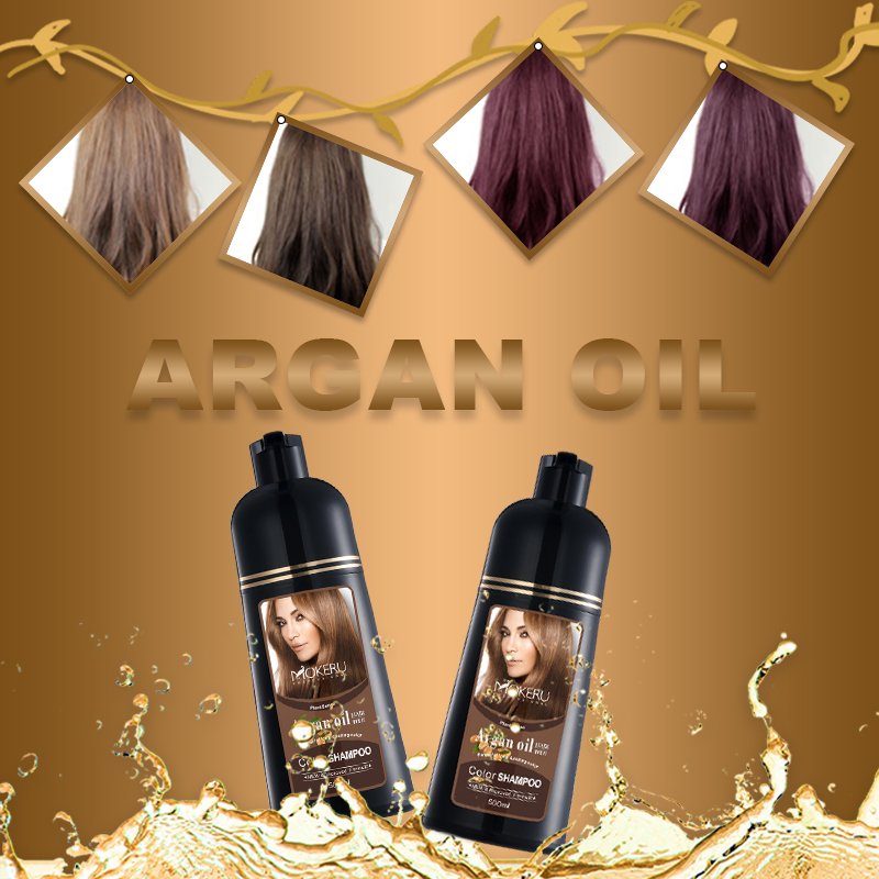 MOKERU long lasting Argan oil Extract Natural Organic hair color shampoo dry hair dye shampoo for women