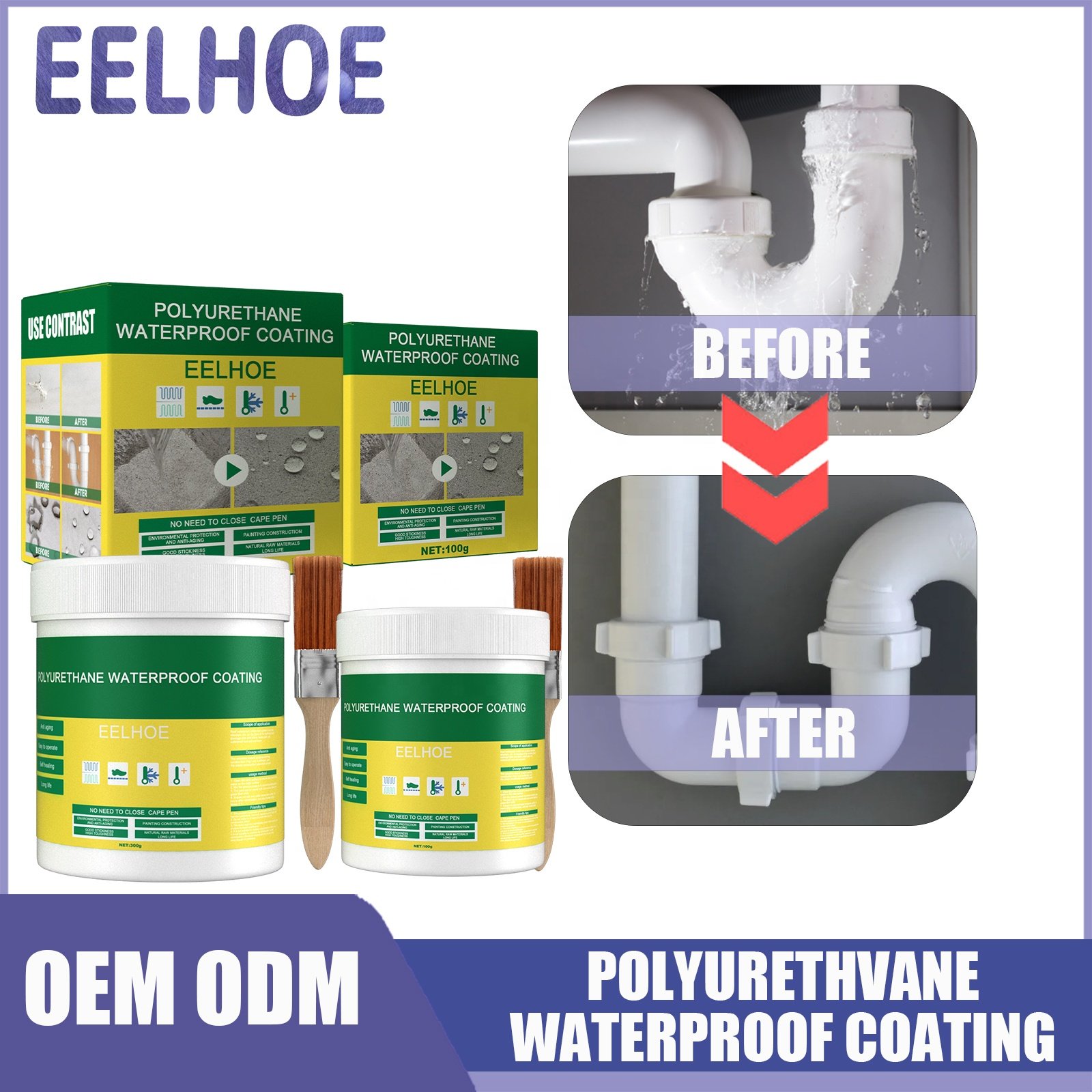 EELHOE Bathroom Toilet Floor Tiles Wall Anti-Leak Invisible Waterproof Agent Coating Polyurethane Transparent Waterproof Glue