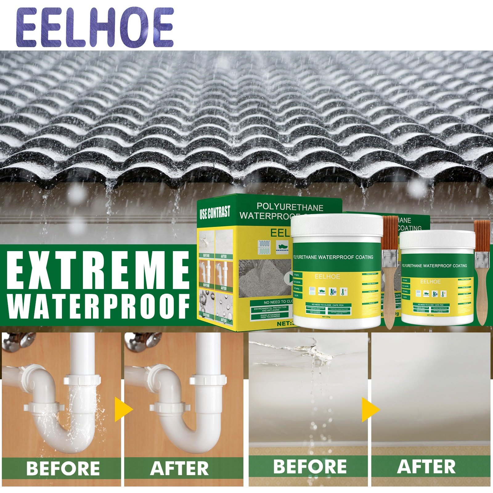 EELHOE Bathroom Toilet Floor Tiles Wall Anti-Leak Invisible Waterproof Agent Coating Polyurethane Transparent Waterproof Glue
