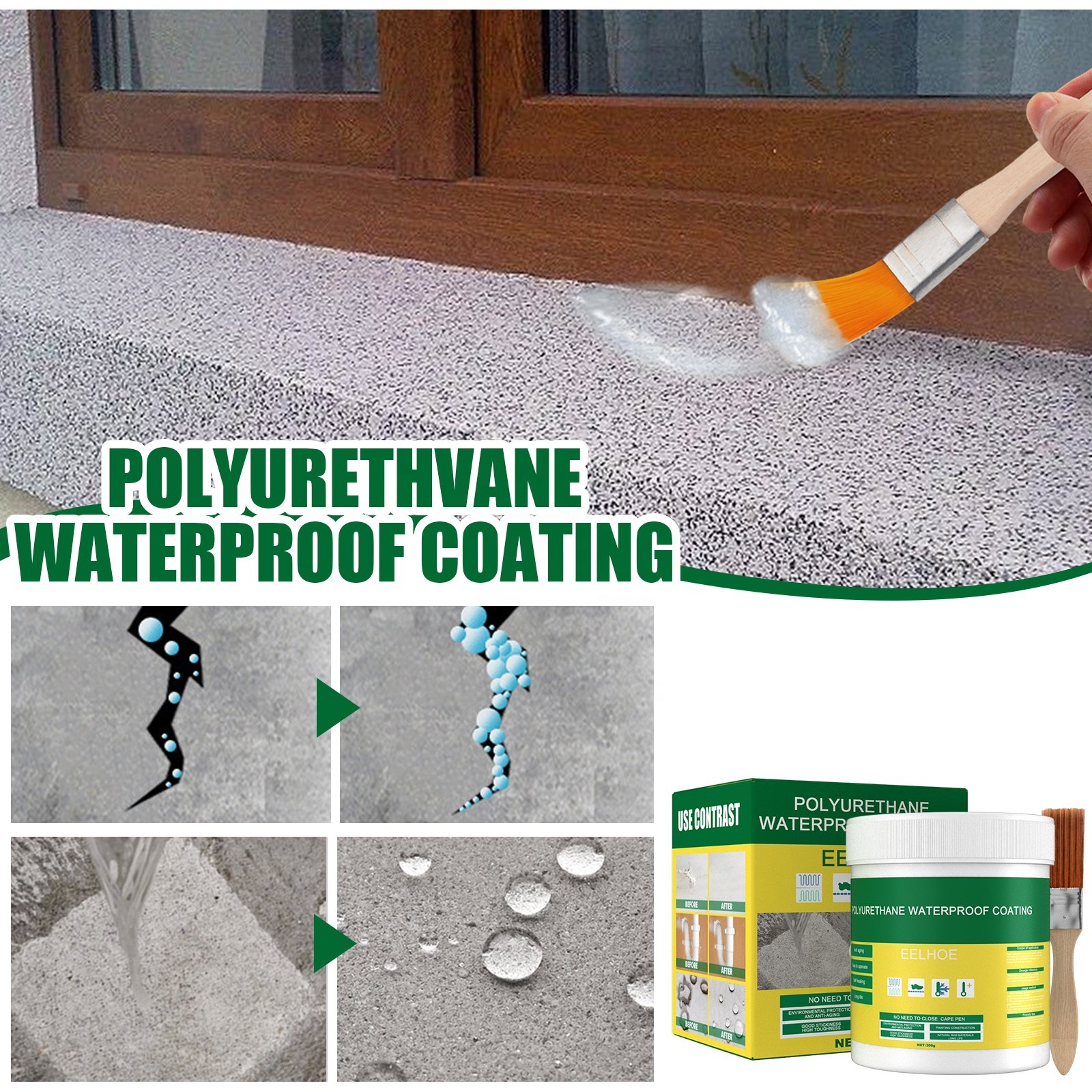 EELHOE Bathroom Toilet Floor Tiles Wall Anti-Leak Invisible Waterproof Agent Coating Polyurethane Transparent Waterproof Glue