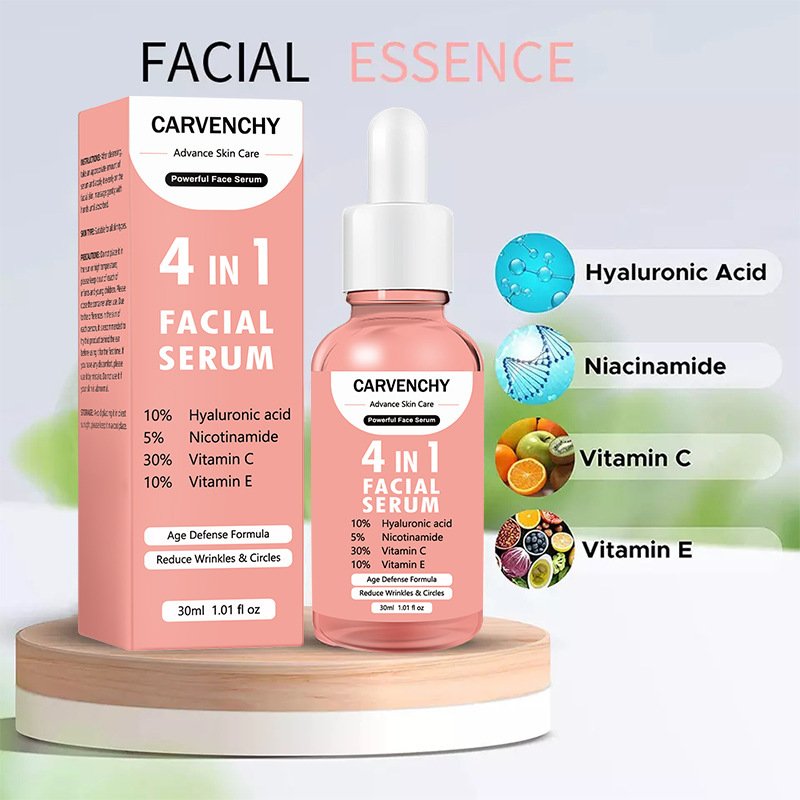 New Skin Care Serum Facial 4 in 1 Whitening Anti Age Face Serum with 30% Vitamin C 5% Niacinamide 10% Vitamin E Serum