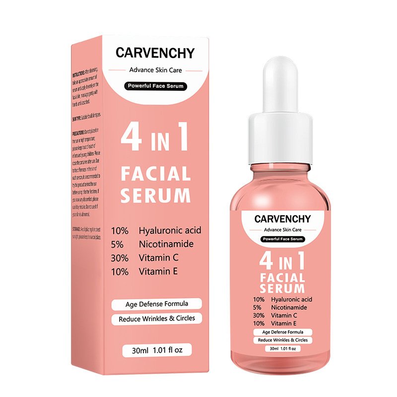 New Skin Care Serum Facial 4 in 1 Whitening Anti Age Face Serum with 30% Vitamin C 5% Niacinamide 10% Vitamin E Serum