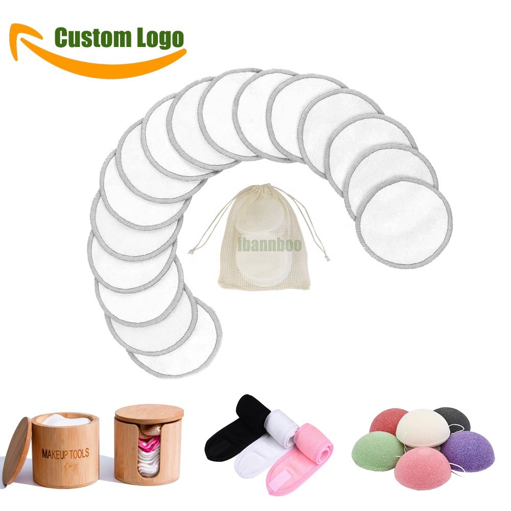 Natural Washable Organic Bamboo Cotton Rounds Facial Cleansing super Soft Reusable Makeup Remover Pads