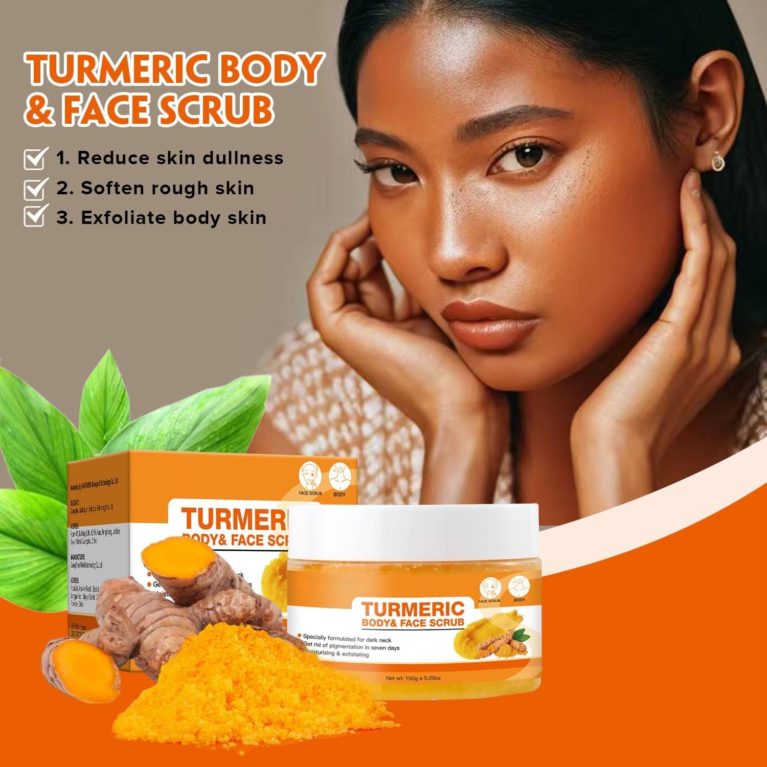 Dark Spot Exfoliating Moisturizing Blackhead Remover Turmeric Body Scrub For Face And Neck