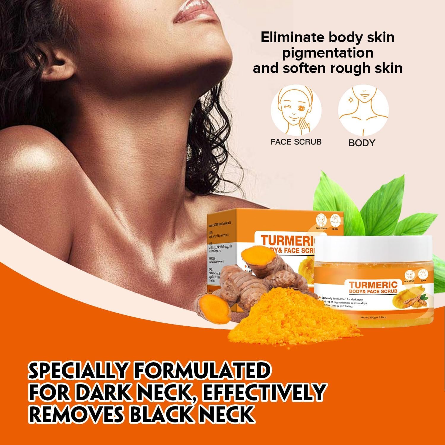 Dark Spot Exfoliating Moisturizing Blackhead Remover Turmeric Body Scrub For Face And Neck