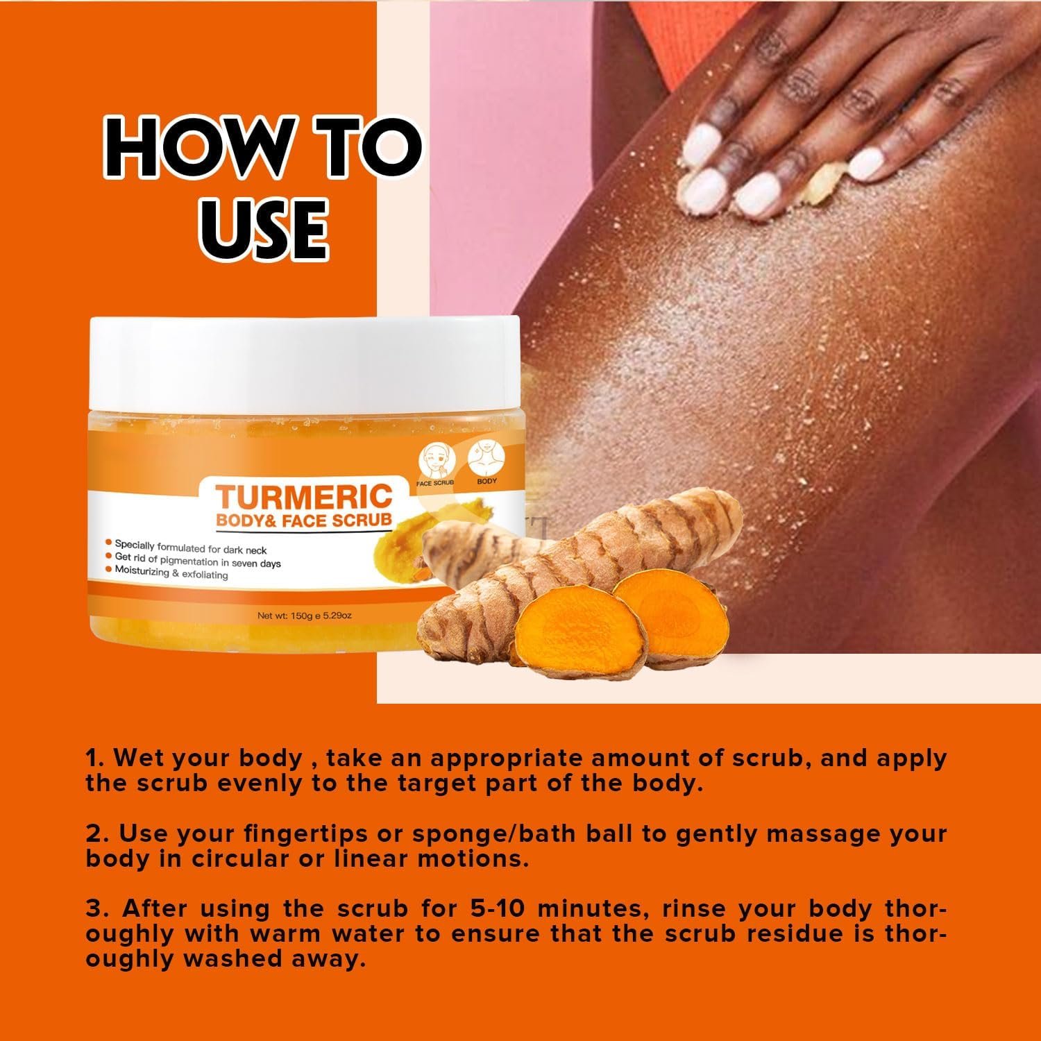 Dark Spot Exfoliating Moisturizing Blackhead Remover Turmeric Body Scrub For Face And Neck