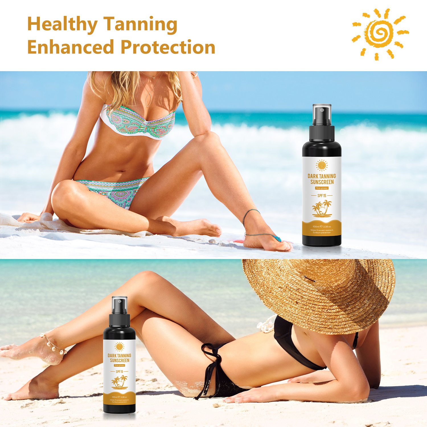 Private Label Dark Tanning oil Sunscreen Lotion Tanning Oil Spray Permanent Bronzing Tan Skincare Lotion Spf 50 Sunscreen