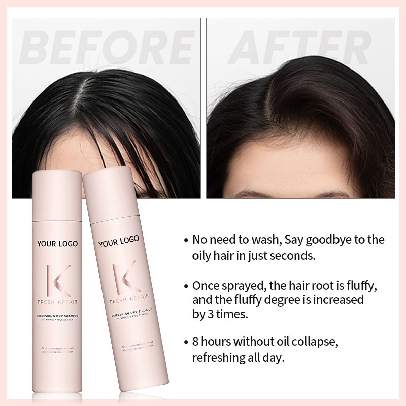 Private label logo nature organic hair powder cleanser wholesale travel dry shampoo spray for Oily Hair