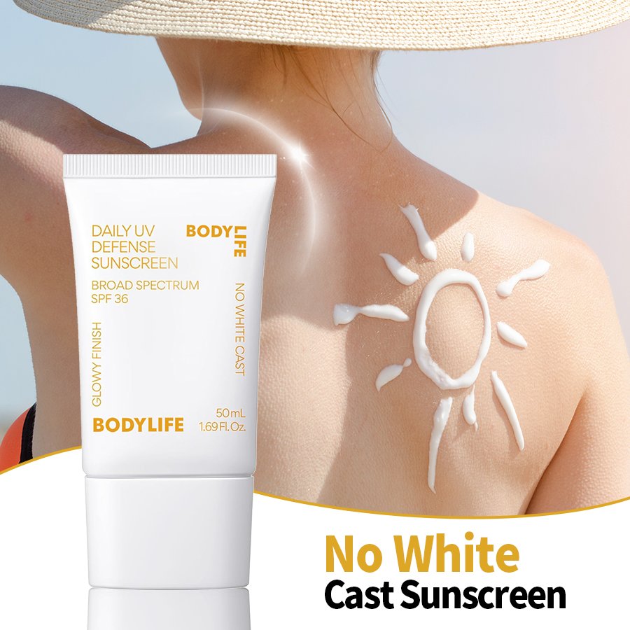 Wholesale Custom 50ml Daily Invisible Sunscreen with No White Cast Broad Spectrum SPF 36 UV Defense SPF 36 hose