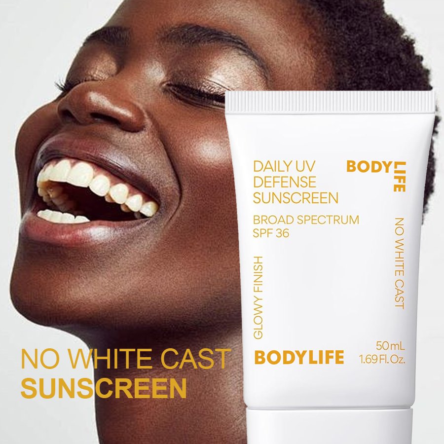 Wholesale Custom 50ml Daily Invisible Sunscreen with No White Cast Broad Spectrum SPF 36 UV Defense SPF 36 hose
