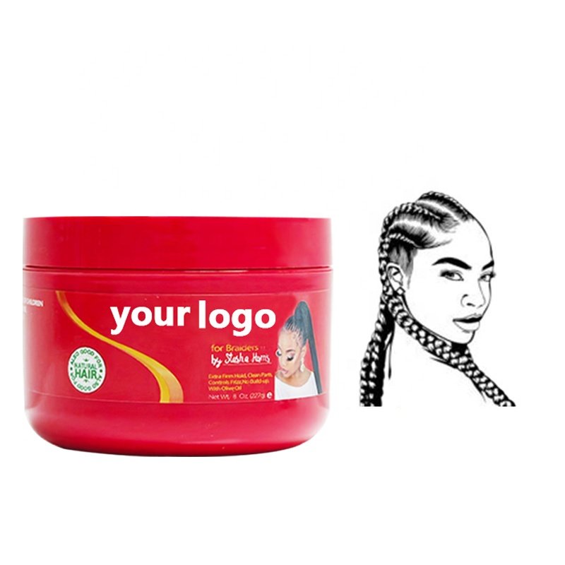 Private label SALON SIZE red gel Conditioning Gel braid gel edge control For 4C Hair as good quality as shine jam no flaking