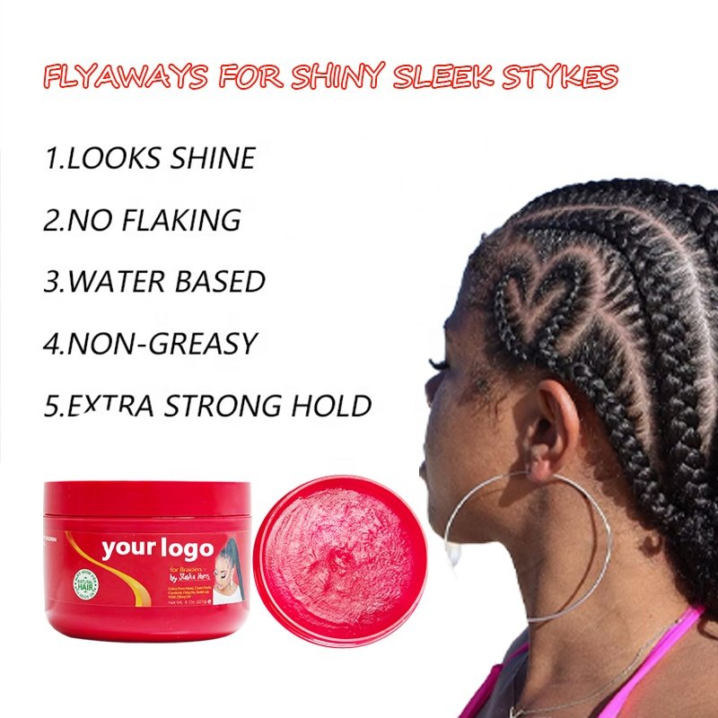 Private label SALON SIZE red gel Conditioning Gel braid gel edge control For 4C Hair as good quality as shine jam no flaking