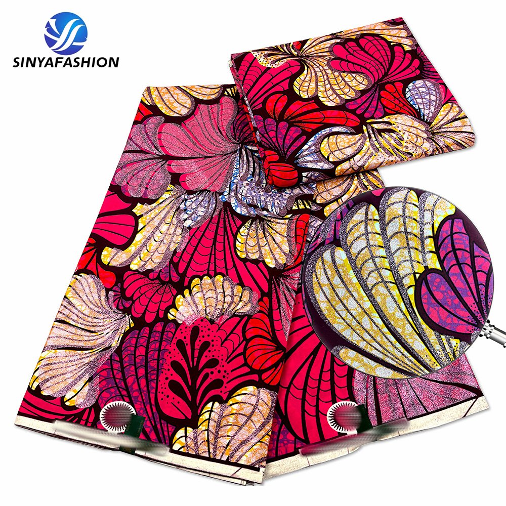 Sinya 6 Yards Cotton Super Quality Golden Grand Wax Fabrics African Wax Prints Gold Real Dutch Ankara Loincloth Panges