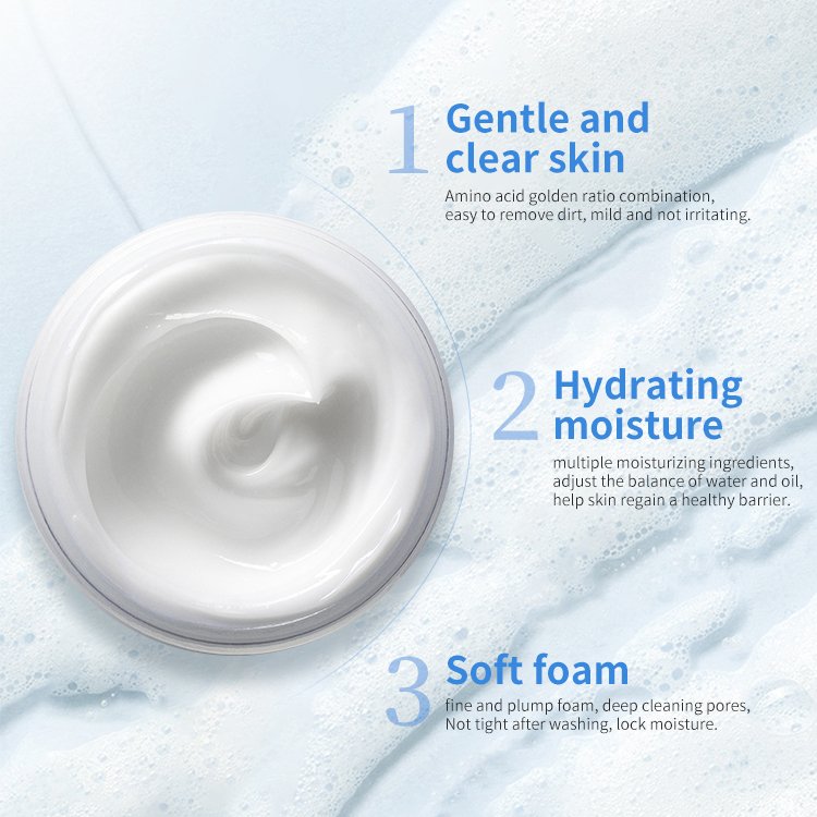 Customized Whitening Face Cleanser Cream Anti-Aging Anti Wrinkle Cosmetics Organic Skin Care Amino Acid Cleanser Cream