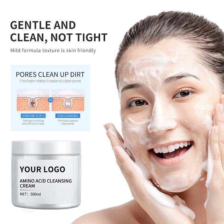 Customized Whitening Face Cleanser Cream Anti-Aging Anti Wrinkle Cosmetics Organic Skin Care Amino Acid Cleanser Cream