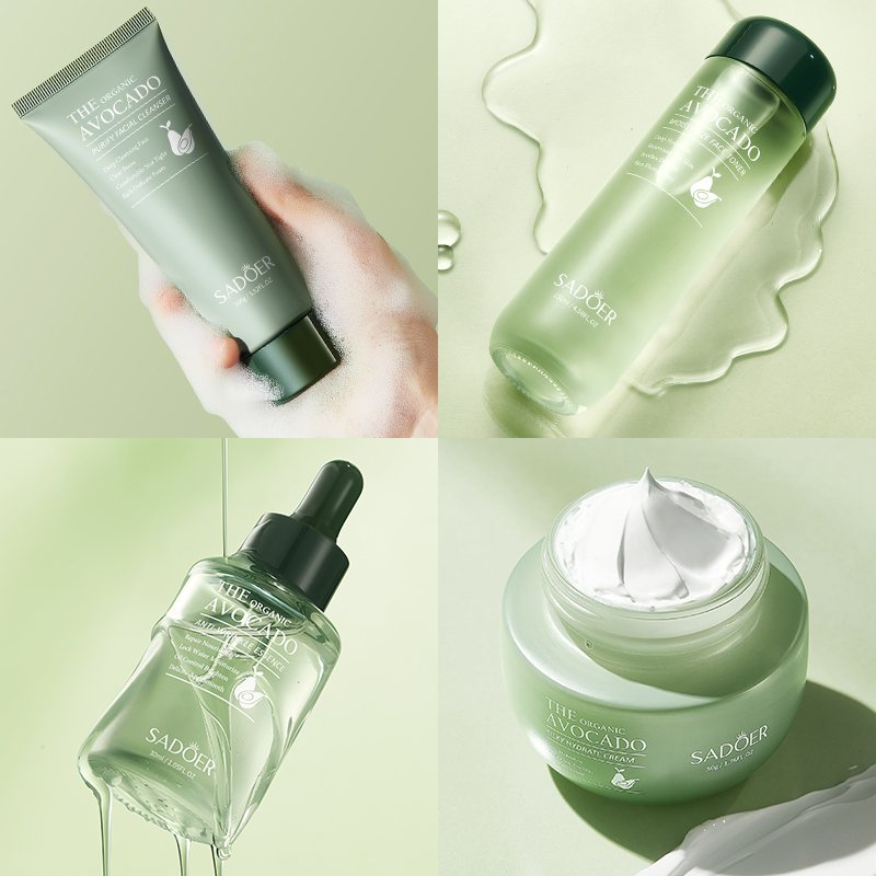 Private Label Beauty Products Deep Clean Oil Control Moisturizing Avocado Skin Care Set