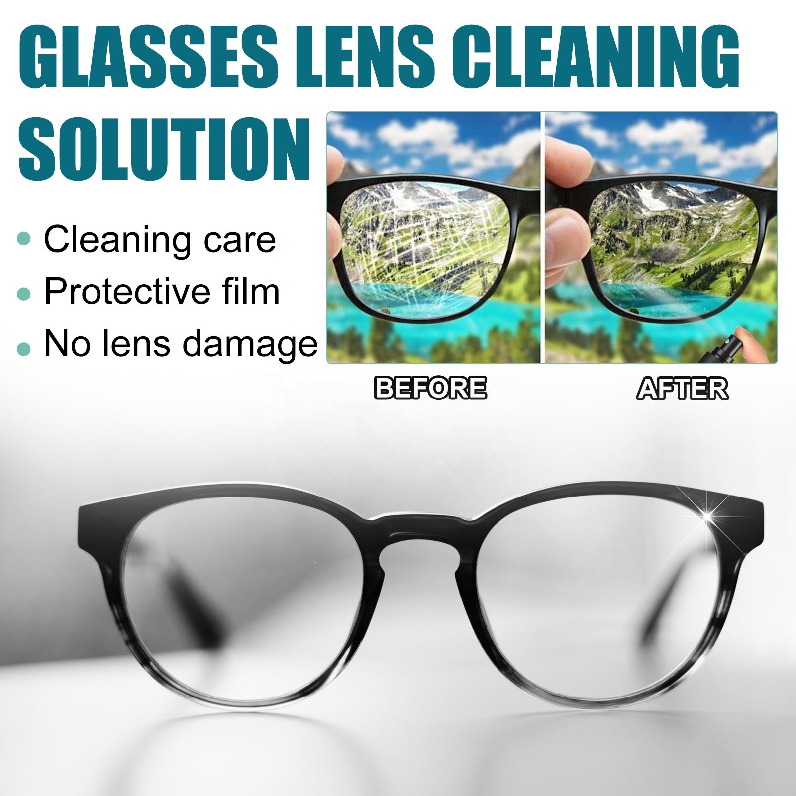 Jue-Fish Easy to Use Repair Scratches Protective Film Mild Harmless Eyeglass Cleaning Solution Lens Scratch Removal Spray