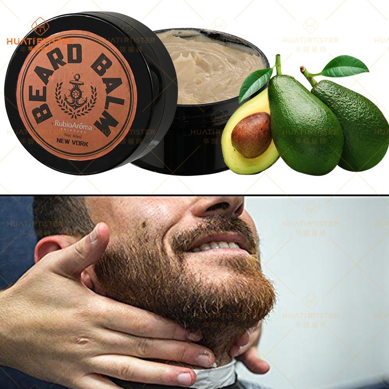 Huati Sifuli RubioAroma Private Label Organic Men Beard Kit Moisturizing Growth Wax Natural Maracuja Oil & Shea Butter Beard Gro