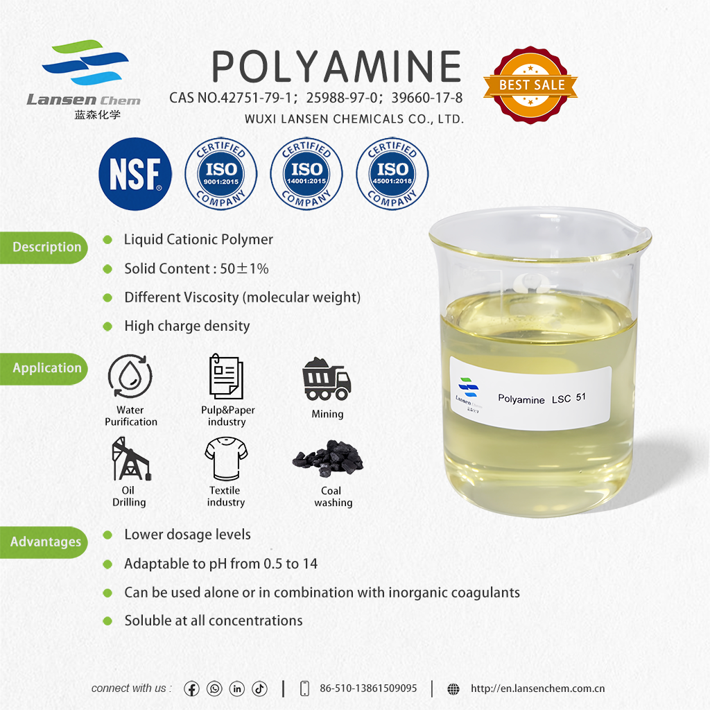 organic cations flocculant coagulant NSF polyamine